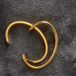 mens bracelet set, gold and cuffed